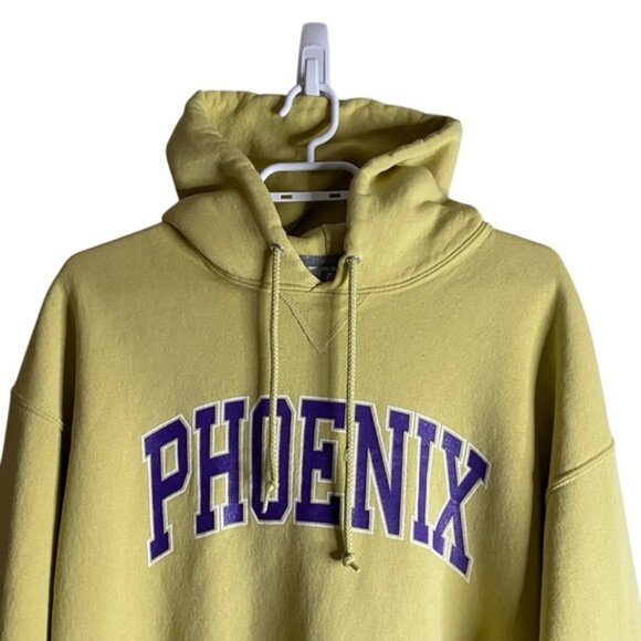 Russell Athletic Men's Yellow Logo Print 'PHOENIX' Sweatshirt Hoodie - Picture 2 of 11